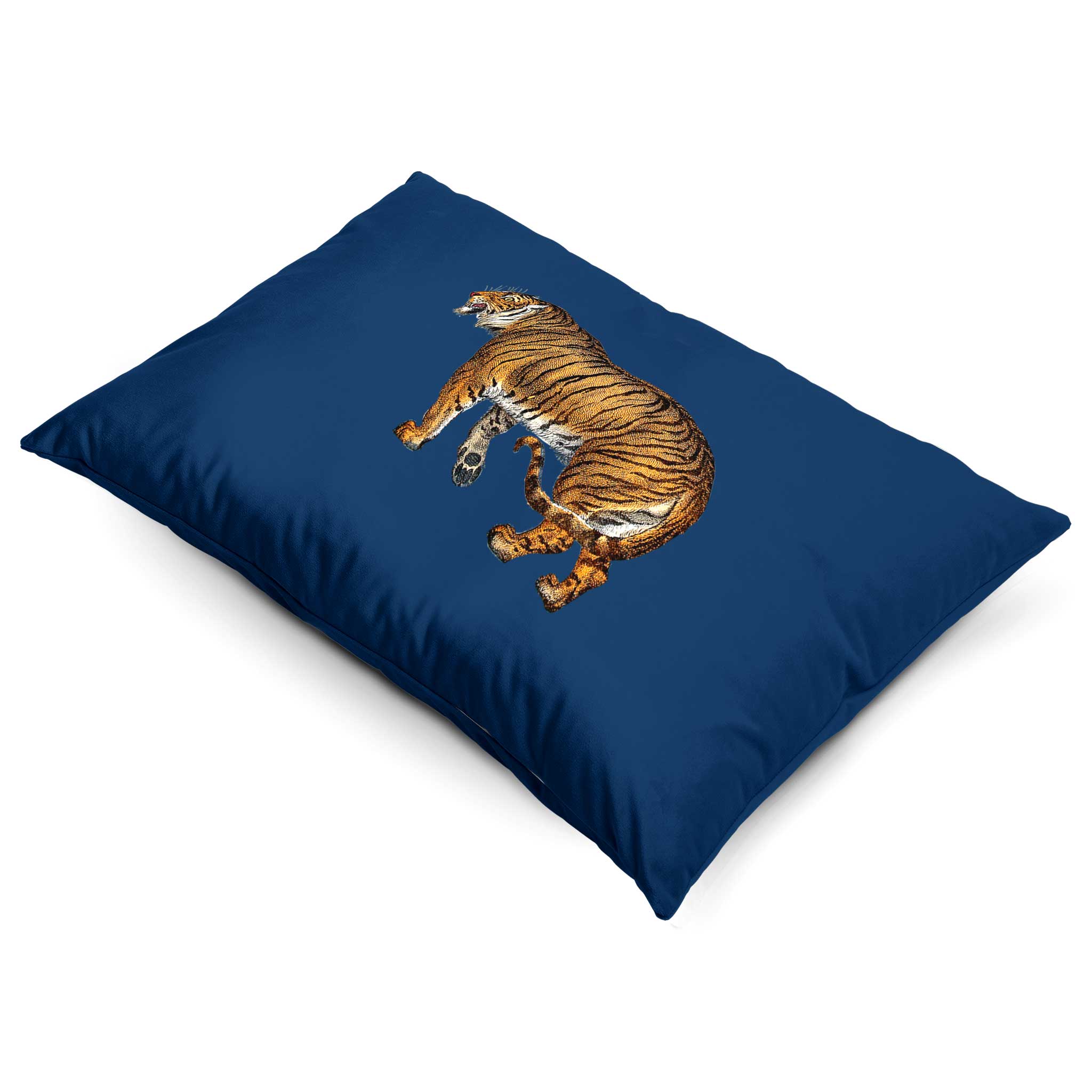 Tiger | Sustainable Velvet Rectangle Cushion - Estate Blue 50 x 30 cm Cover Only by Izabela Peters