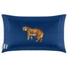 Tiger | Sustainable Velvet Rectangle Cushion in Estate Blue 50 x 30 cm Cover Only | Izabela Peters