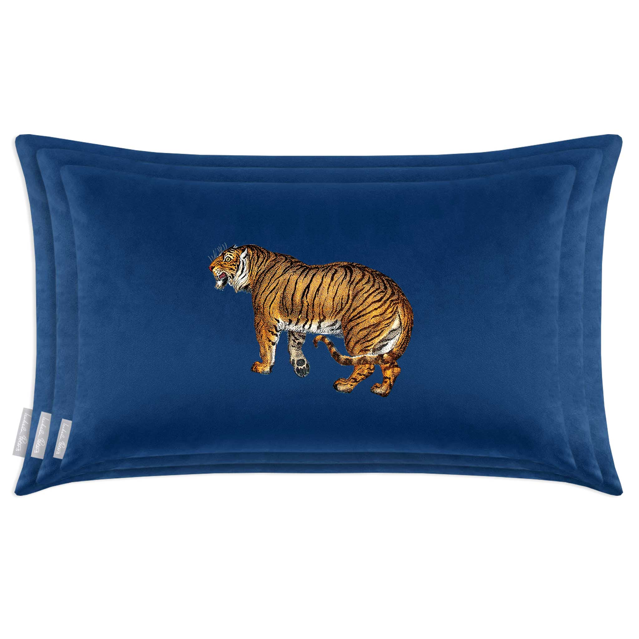 Tiger | Sustainable Velvet Rectangle Cushion in Estate Blue 50 x 30 cm Cover Only | Izabela Peters