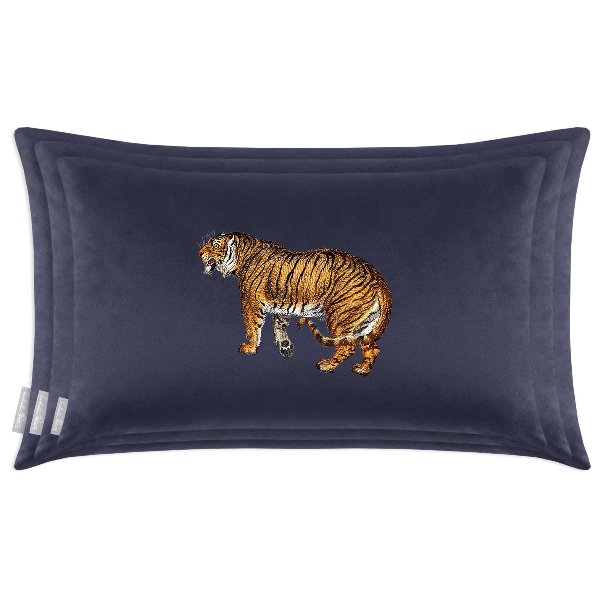 Tiger | Sustainable Velvet Rectangle Cushion - Graphite 50 x 30 cm Cover Only by Izabela Peters