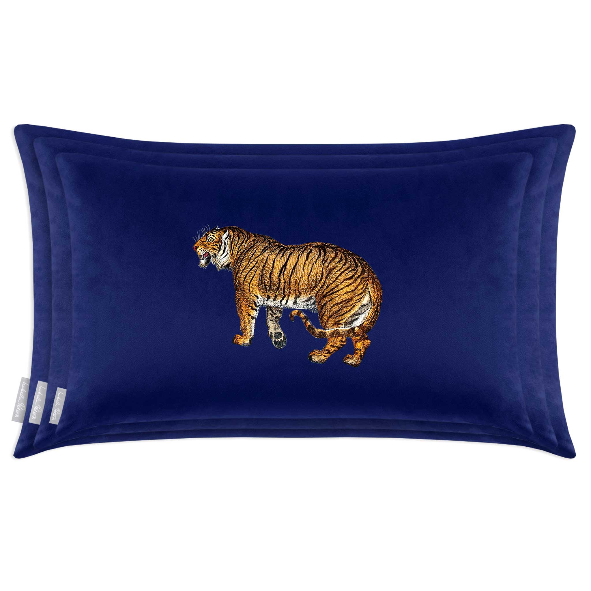 Tiger | Sustainable Velvet Rectangle Cushion - Midnight 50 x 30 cm Cover Only by Izabela Peters