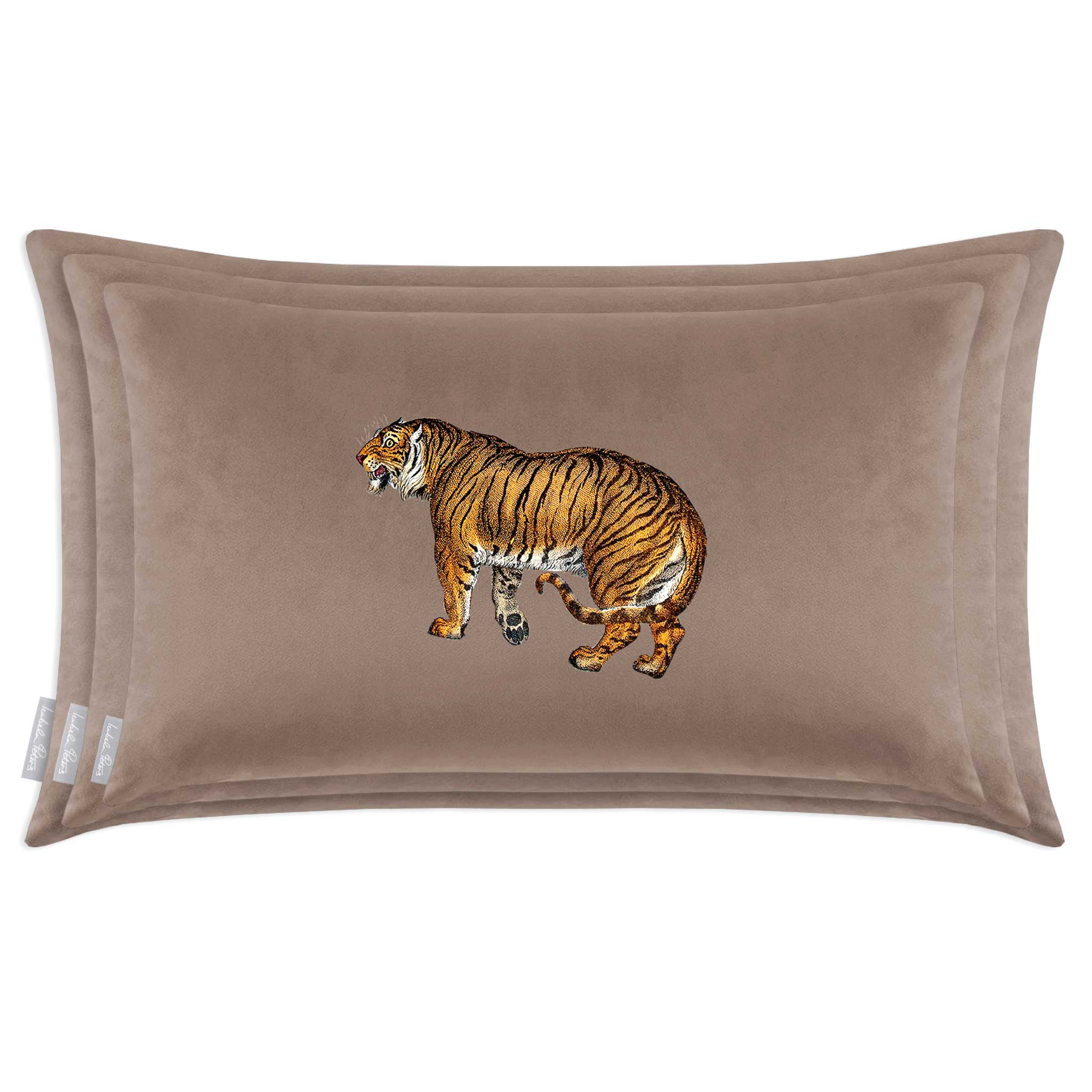 Tiger | Sustainable Velvet Rectangle Cushion - Dovedale Stone 50 x 30 cm Cover Only by Izabela Peters