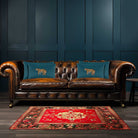 Tiger | Sustainable Velvet Rectangle Cushion - Teal 50 x 30 cm Cover Only by Izabela Peters