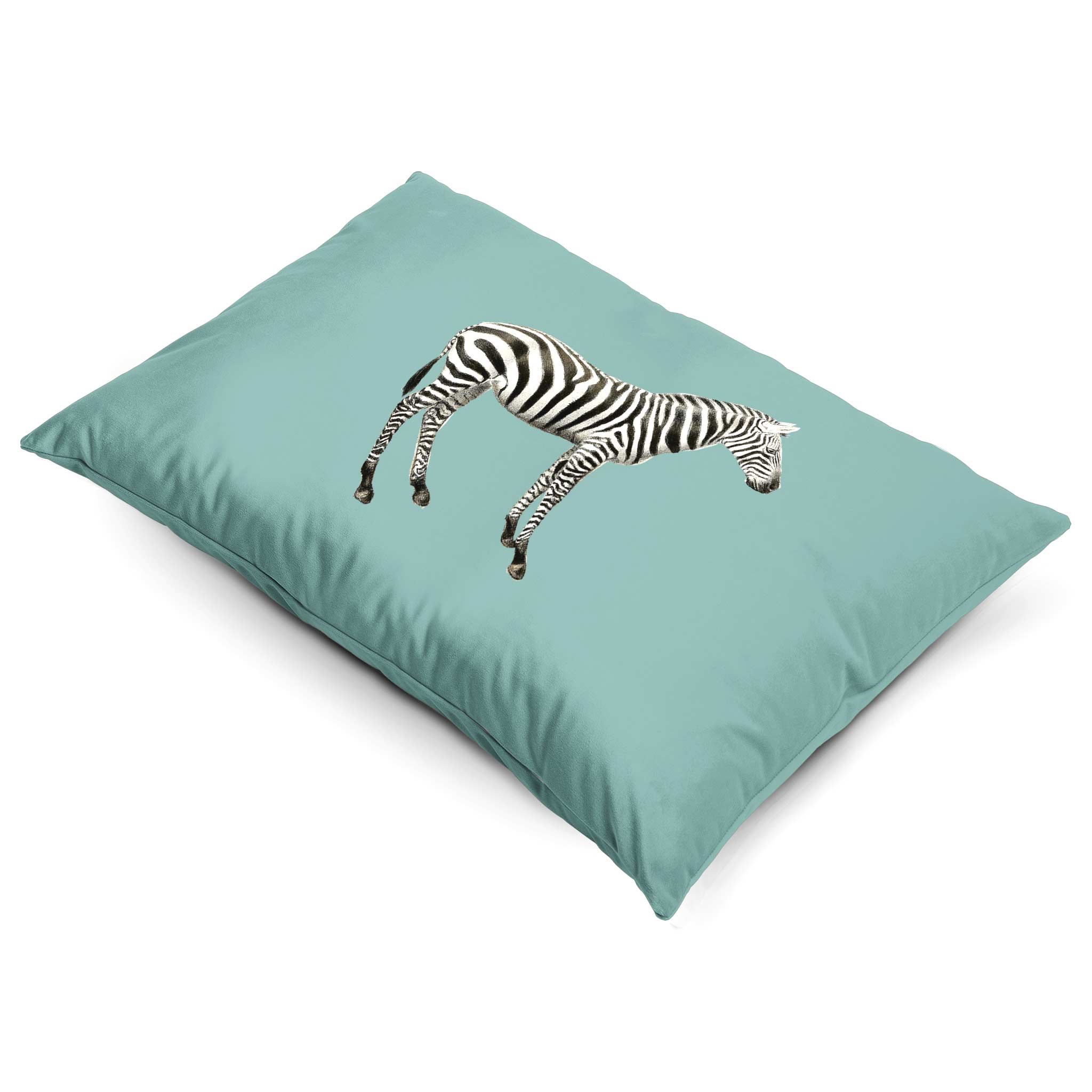 Zebra | Sustainable Velvet Rectangle Cushion - Blue Surf 50 x 30 cm Cover Only by Izabela Peters