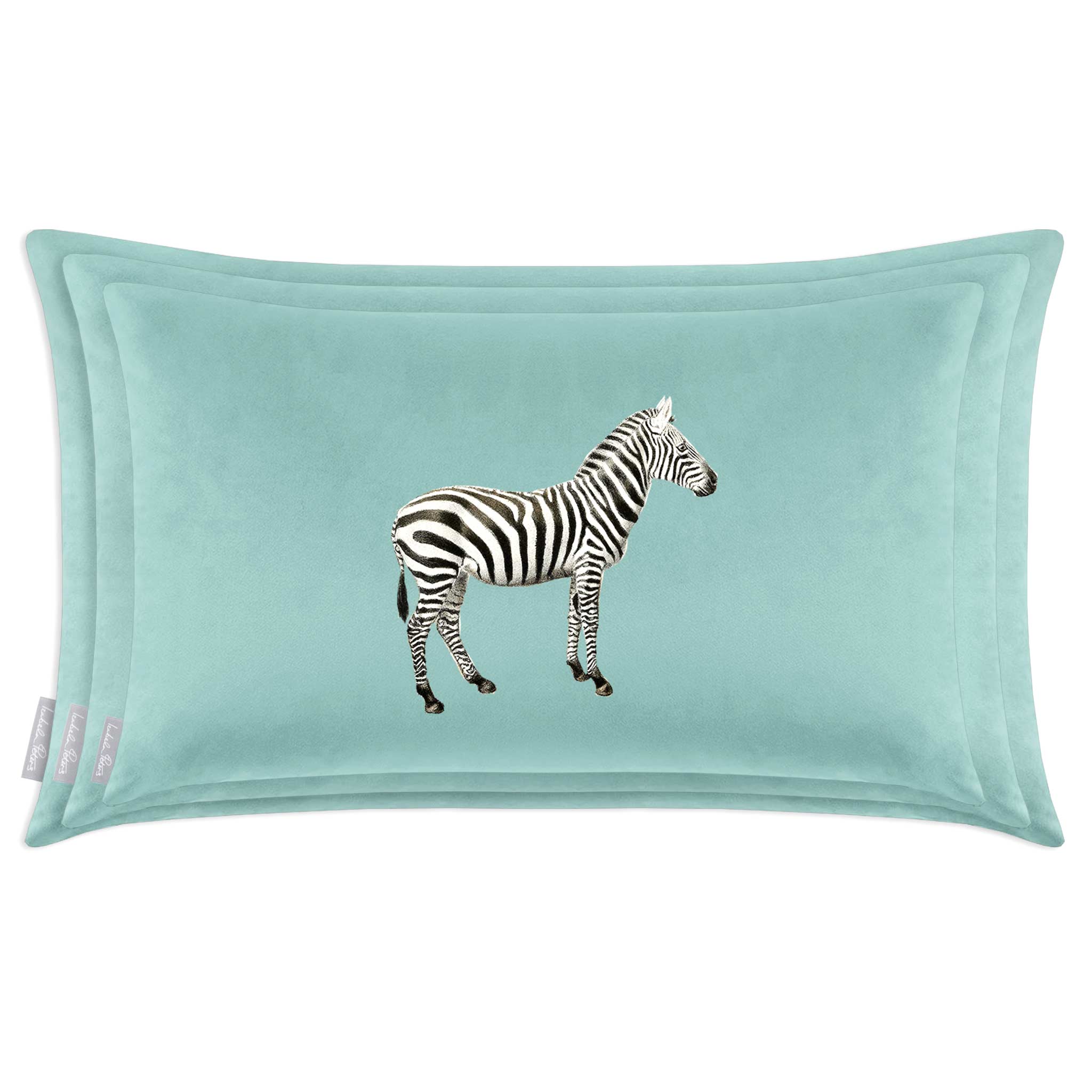 Zebra | Sustainable Velvet Rectangle Cushion - Blue Surf 50 x 30 cm Cover Only by Izabela Peters