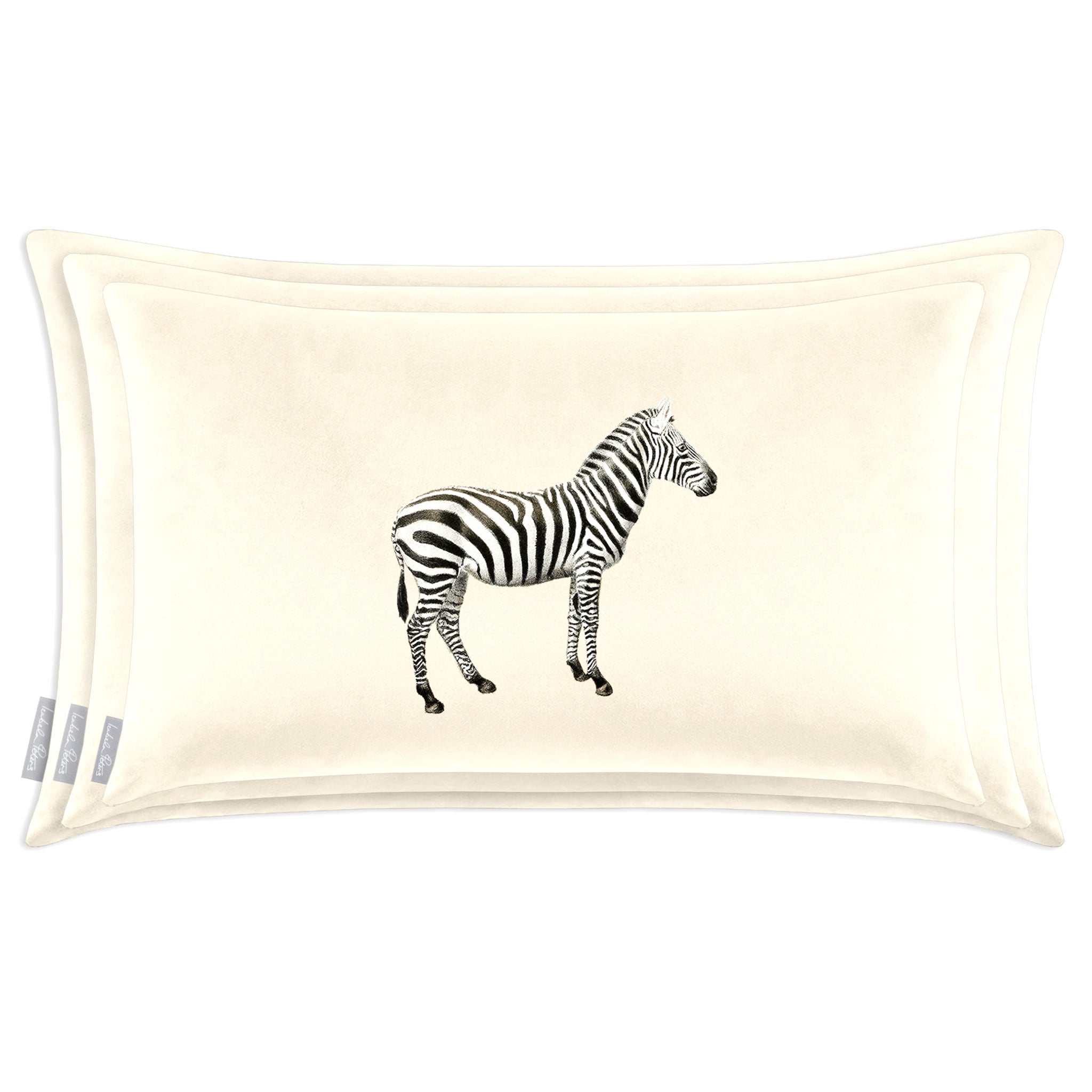 Zebra | Sustainable Velvet Rectangle Cushion - Ivory Cream 50 x 30 cm Cover Only by Izabela Peters
