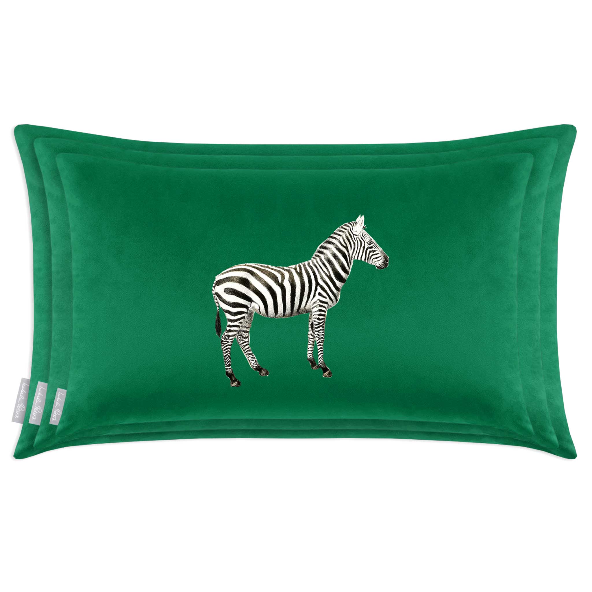 Zebra | Sustainable Velvet Rectangle Cushion - Emerald Green 50 x 30 cm Cover Only by Izabela Peters
