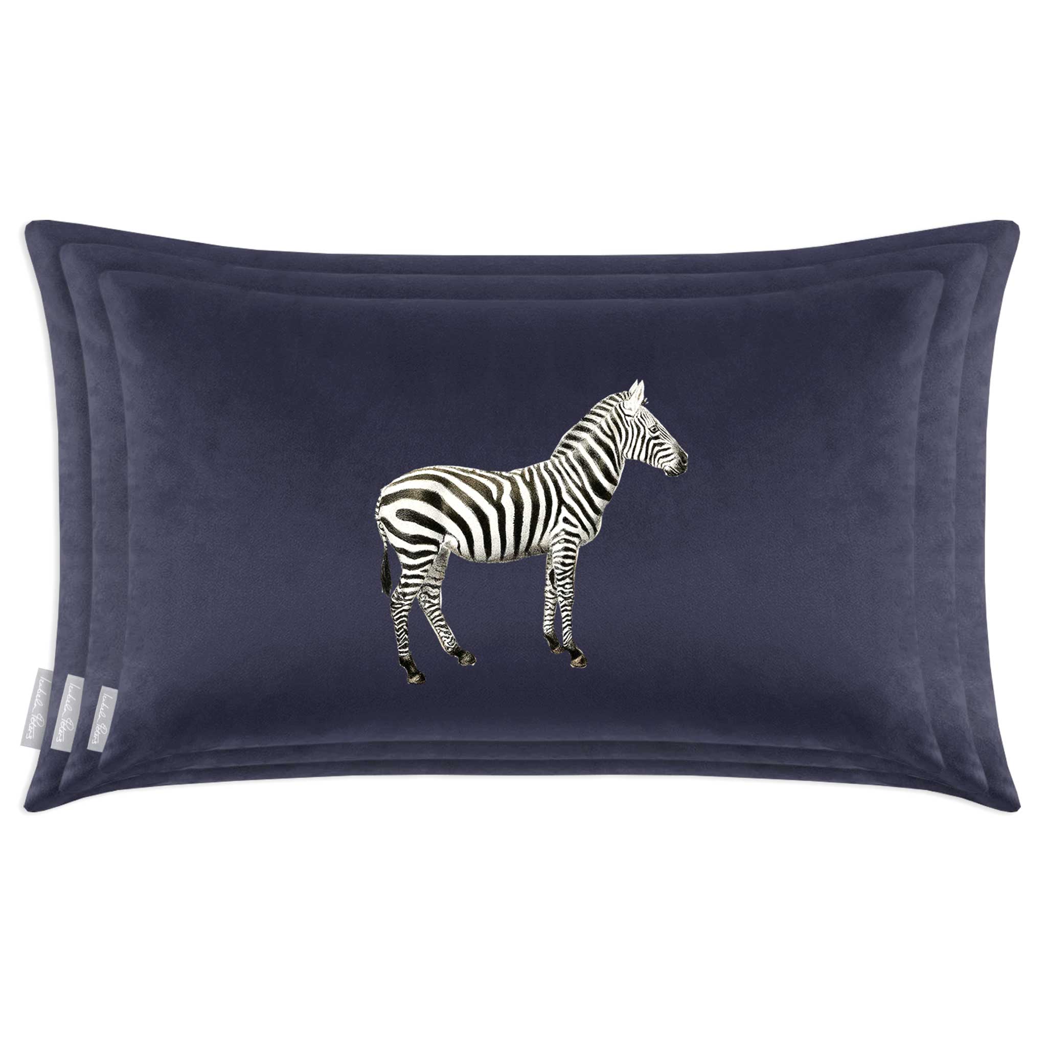 Zebra | Sustainable Velvet Rectangle Cushion - Graphite 50 x 30 cm Cover Only by Izabela Peters