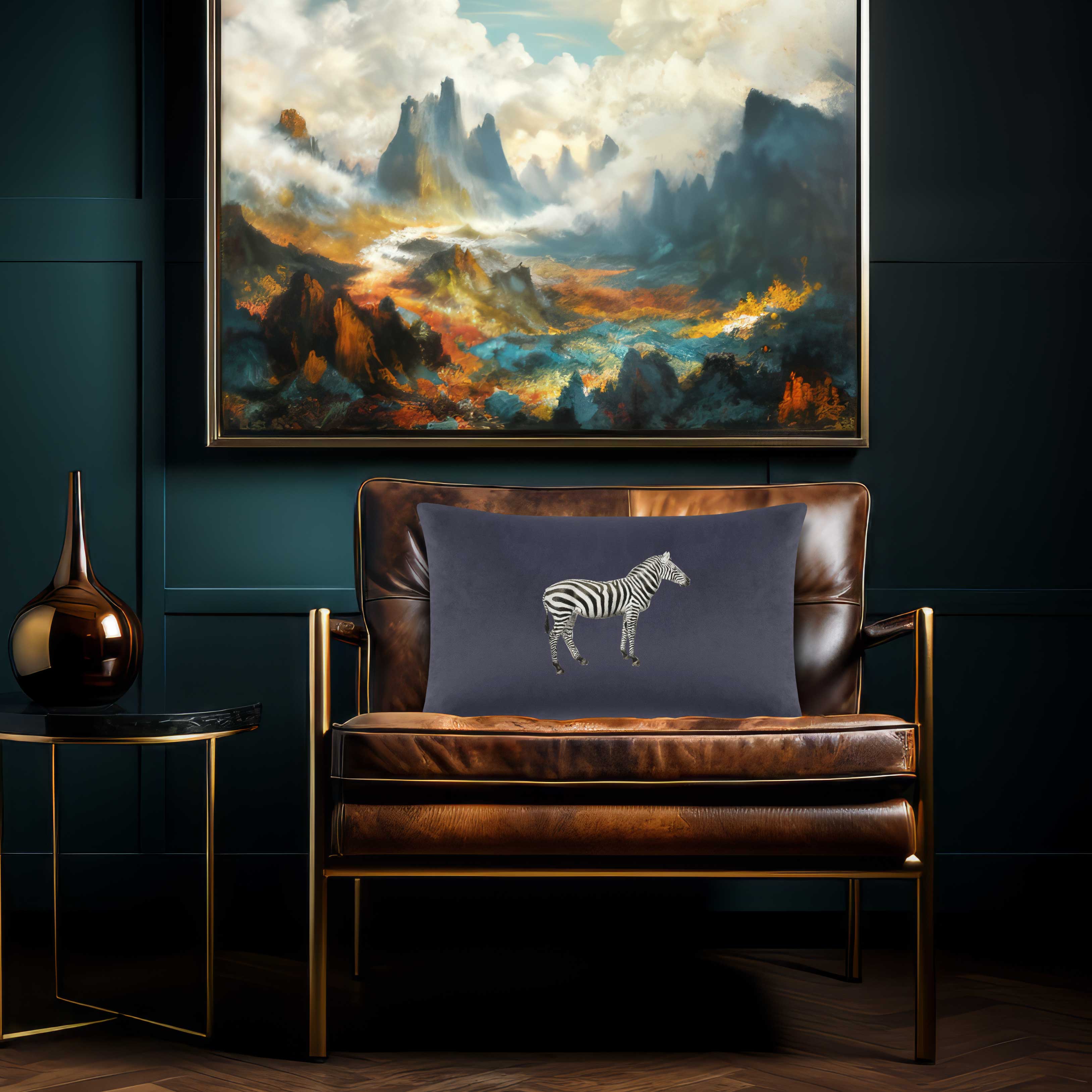 Zebra | Sustainable Velvet Rectangle Cushion in Graphite 50 x 30 cm Cover Only | Izabela Peters