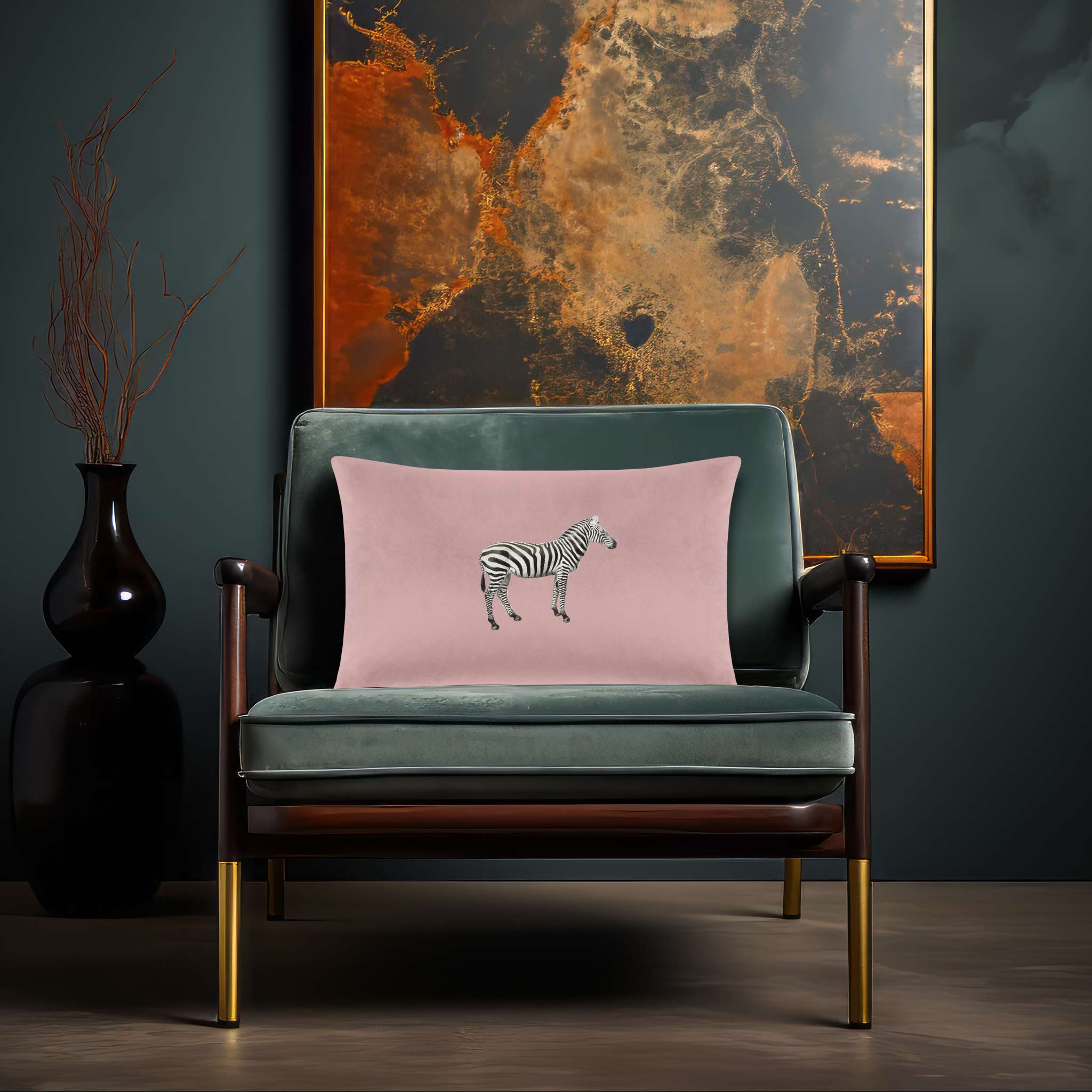 Zebra | Sustainable Velvet Rectangle Cushion - Rosewater 50 x 30 cm Cover Only by Izabela Peters
