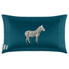 Zebra | Sustainable Velvet Rectangle Cushion - Teal 50 x 30 cm Cover Only by Izabela Peters