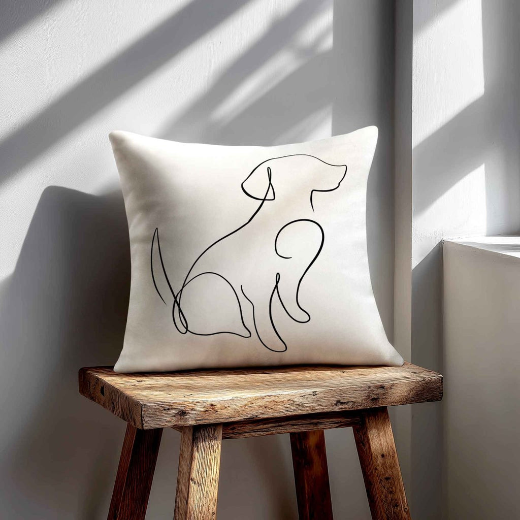 Dog | Sustainable Velvet Cushion - White & Black 40 x 40 cm Standard by Izabela Peters