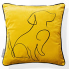 Dog | Sustainable Velvet Cushion - Mustard Ochre 40 x 40 cm Piped by Izabela Peters