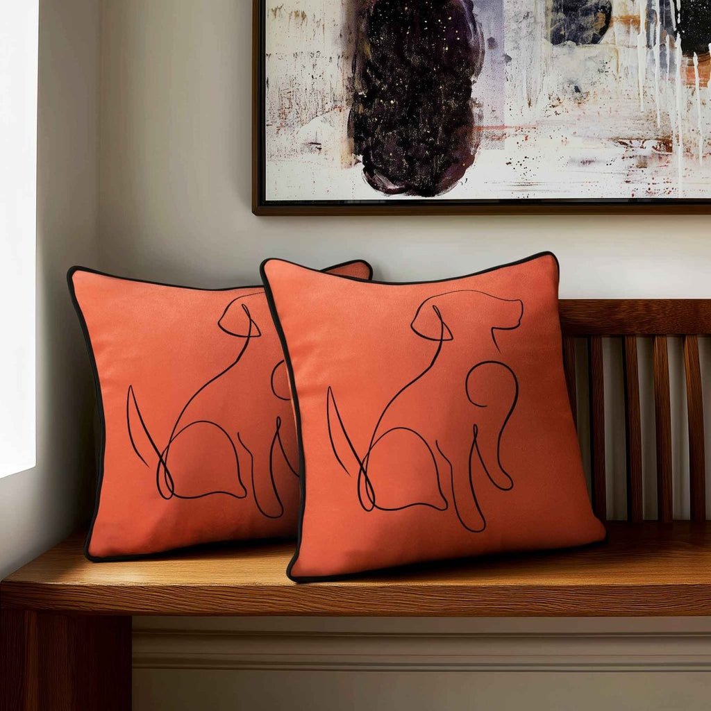 Dog | Sustainable Velvet Cushion - Burnt Ochre 40 x 40 cm Standard by Izabela Peters