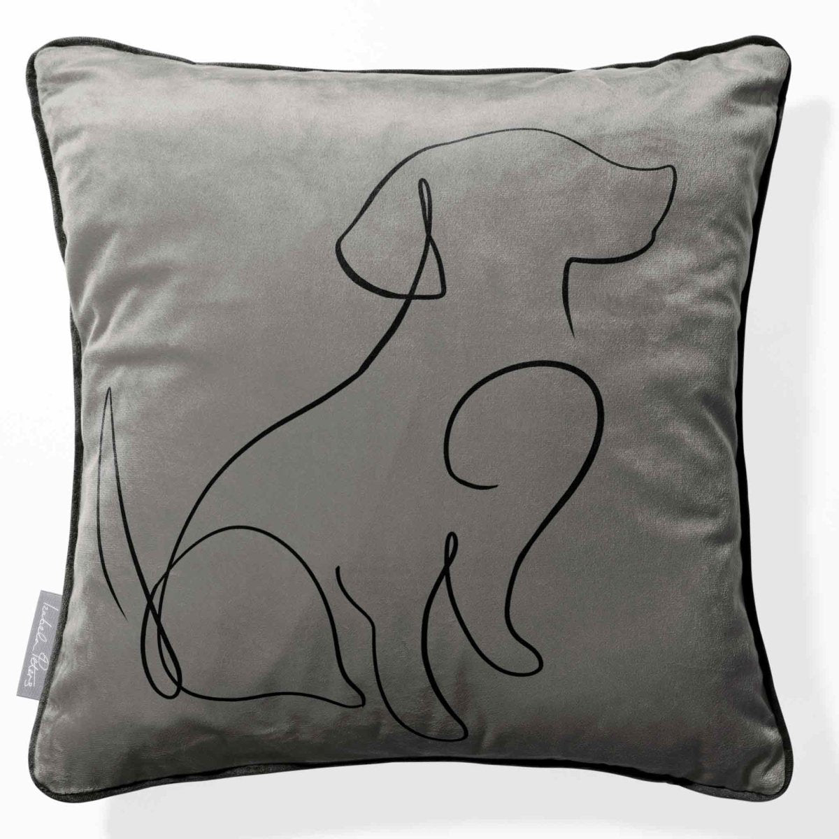 Dog | Sustainable Velvet Cushion - Beluga 40 x 40 cm Piped by Izabela Peters