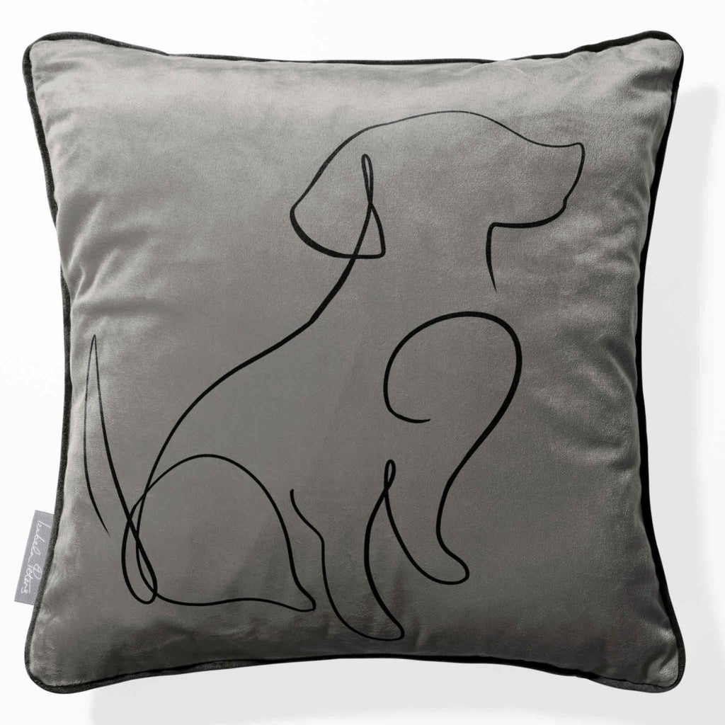 Dog | Sustainable Velvet Cushion - Beluga 40 x 40 cm Piped by Izabela Peters