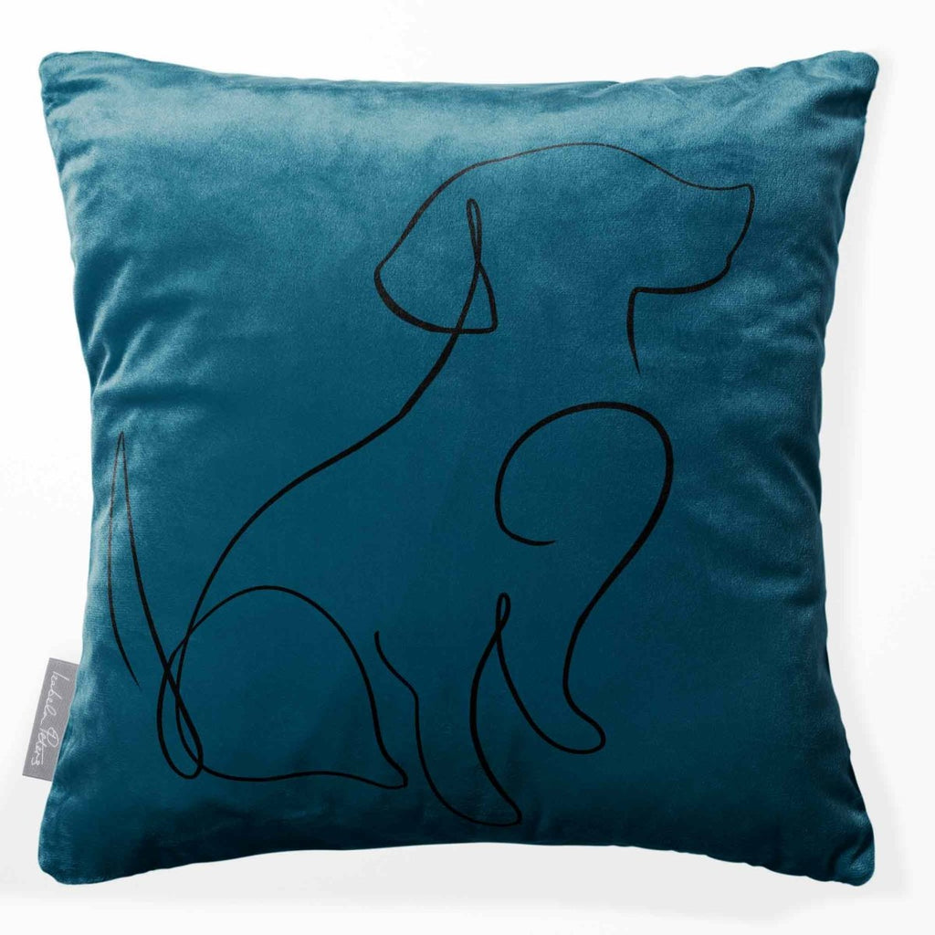 Dog | Sustainable Velvet Cushion - Teal 40 x 40 cm Standard by Izabela Peters