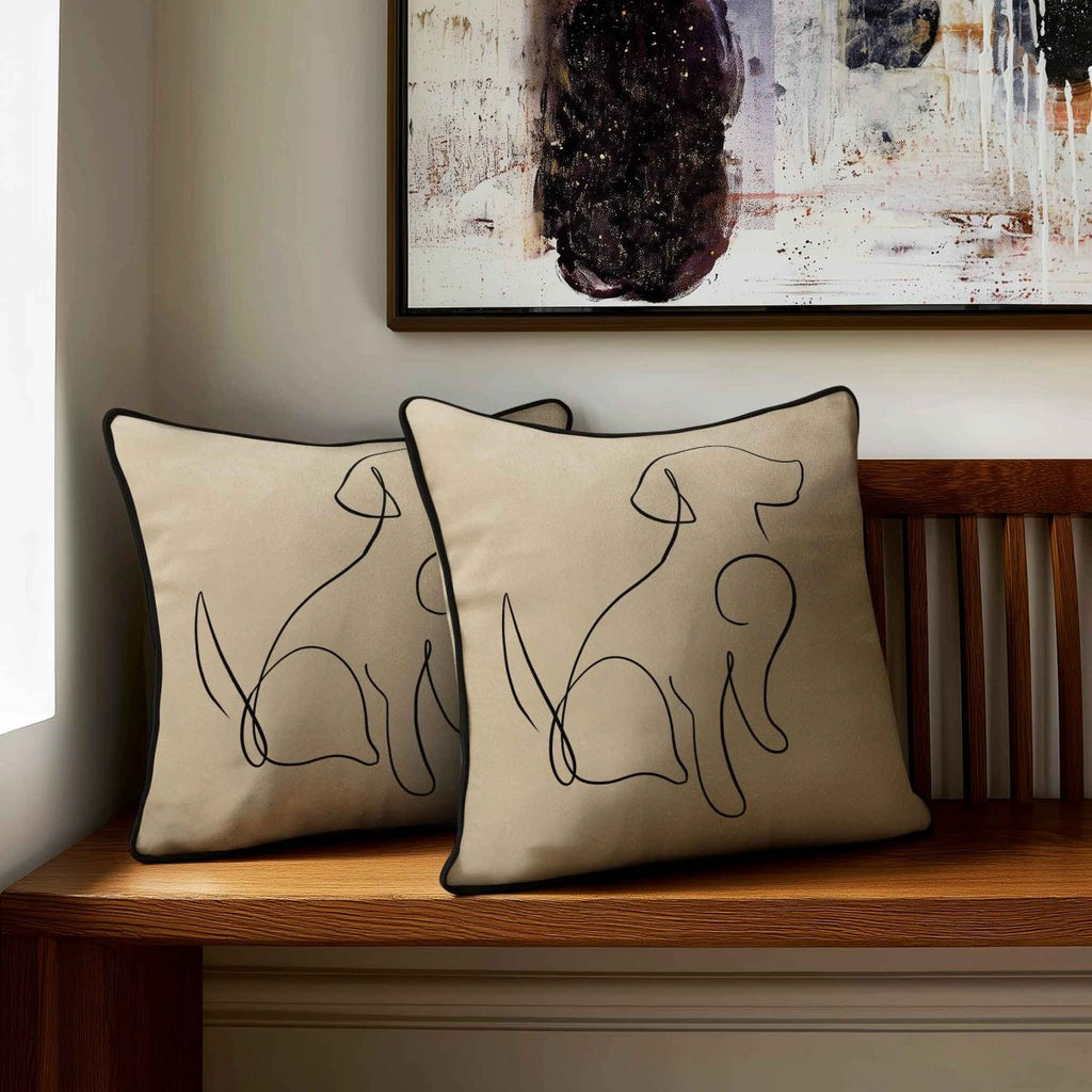Dog | Sustainable Velvet Cushion - Taupe 40 x 40 cm Standard by Izabela Peters