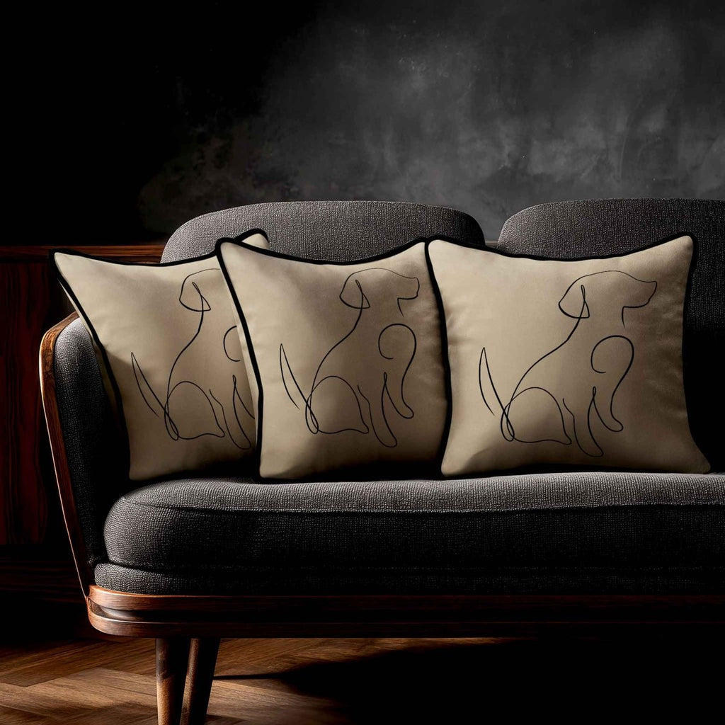 Dog | Sustainable Velvet Cushion - Taupe 40 x 40 cm Standard by Izabela Peters