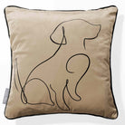 Dog | Sustainable Velvet Cushion - Taupe 40 x 40 cm Piped by Izabela Peters
