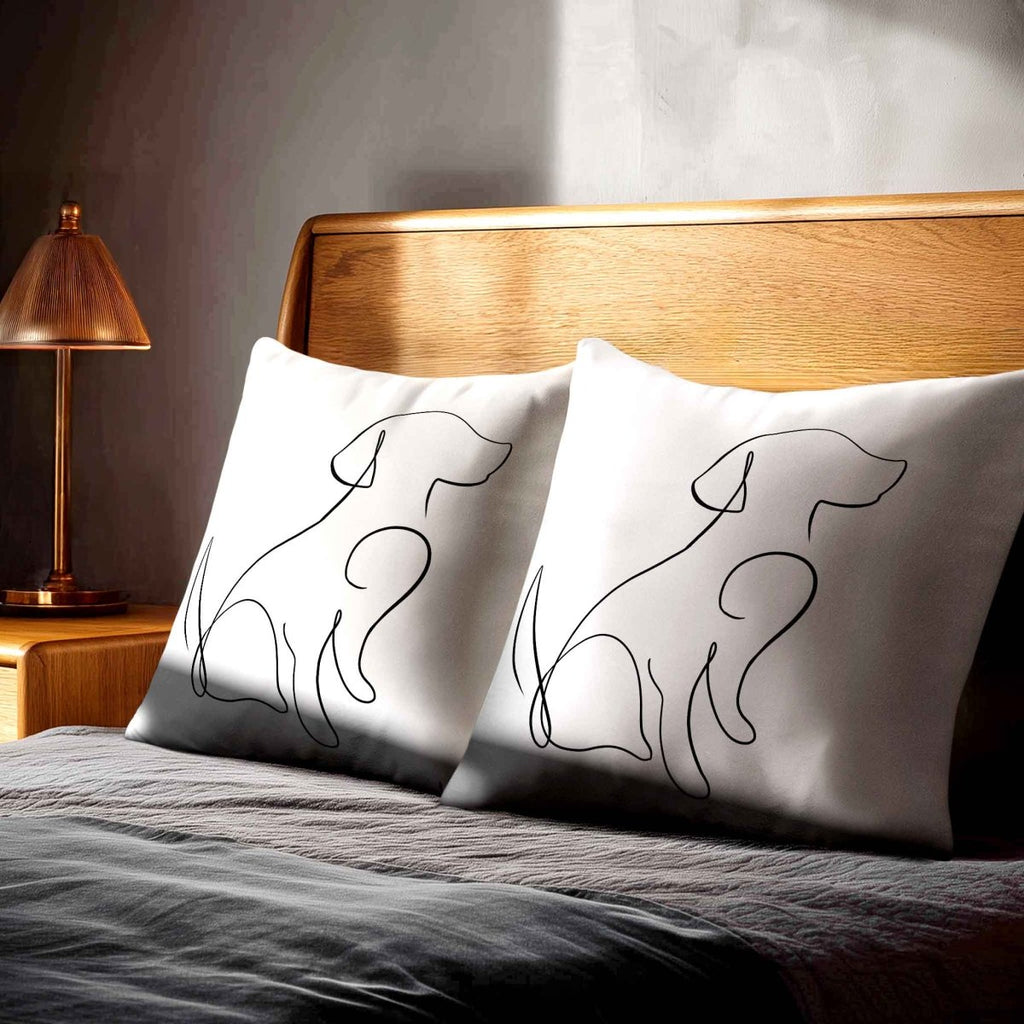 Dog | Sustainable Velvet Cushion - White & Black 40 x 40 cm Standard by Izabela Peters