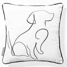 Dog | Sustainable Velvet Cushion - White & Black 40 x 40 cm Piped by Izabela Peters
