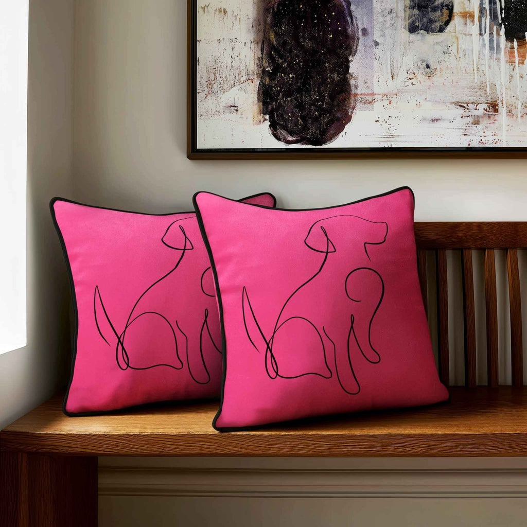 Dog | Sustainable Velvet Cushion - Hot Pink 40 x 40 cm Standard by Izabela Peters