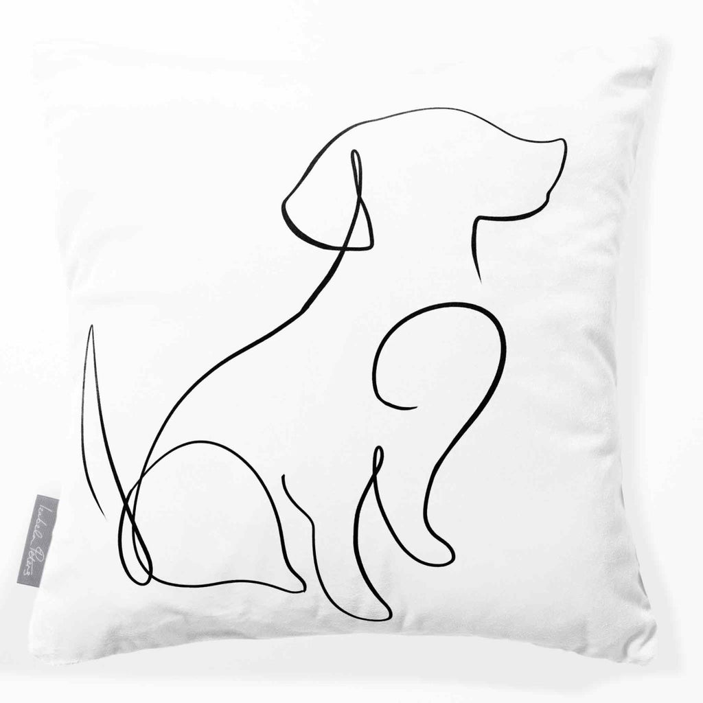 Dog | Sustainable Velvet Cushion - White & Black 40 x 40 cm Standard by Izabela Peters