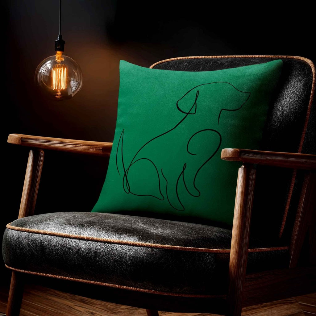 Dog | Sustainable Velvet Cushion - Emerald Green 40 x 40 cm Standard by Izabela Peters