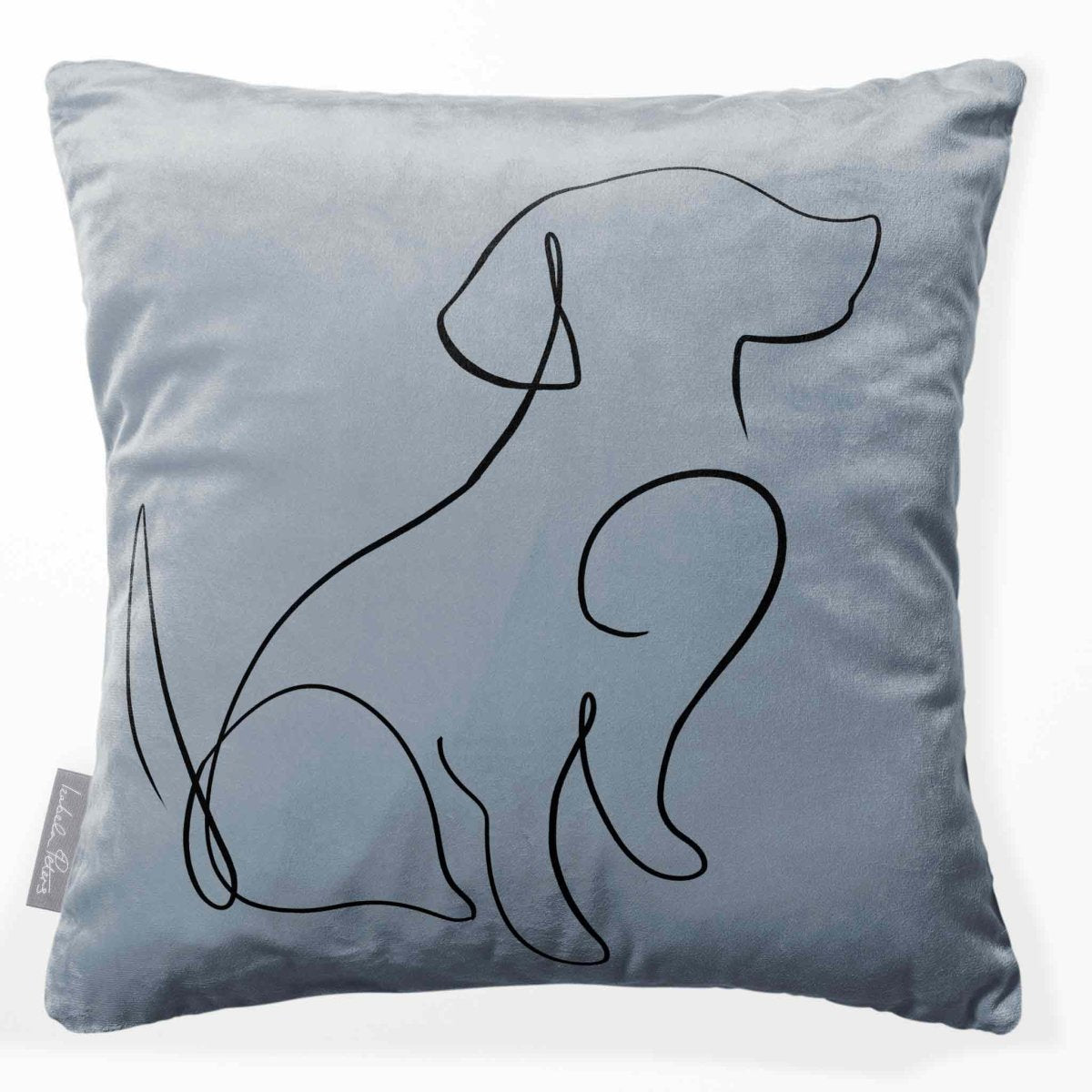 Dog | Sustainable Velvet Cushion - French Grey 40 x 40 cm Standard by Izabela Peters