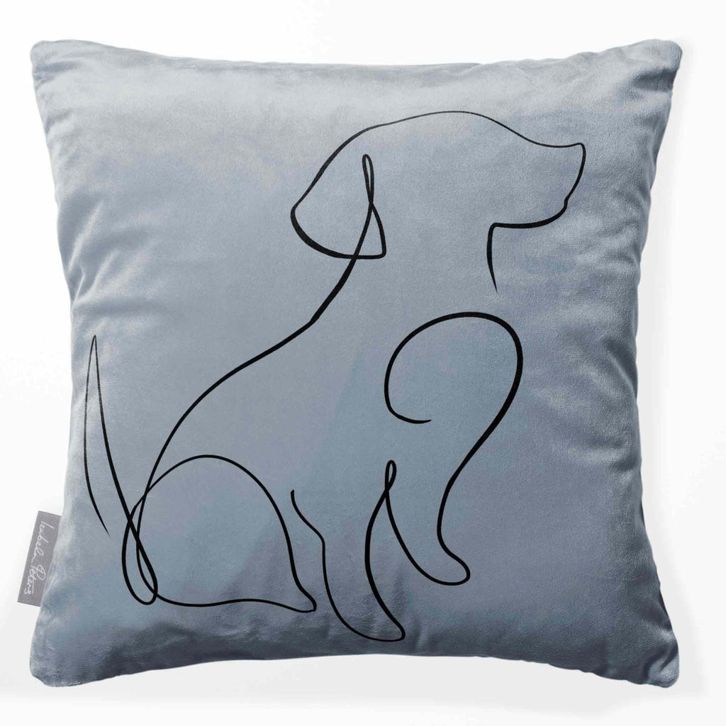 Dog | Sustainable Velvet Cushion - French Grey 40 x 40 cm Standard by Izabela Peters