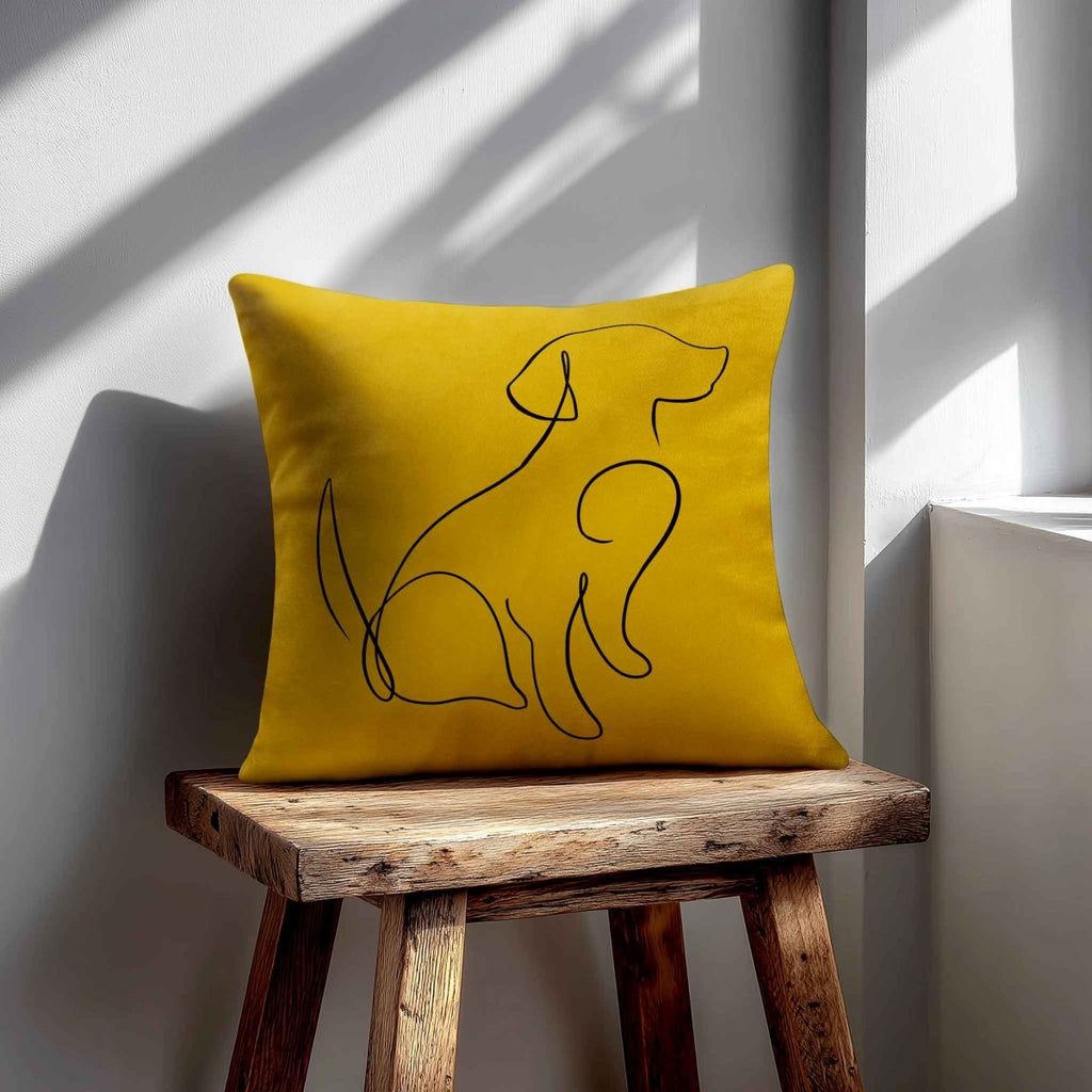 Dog | Sustainable Velvet Cushion - Mustard Ochre 40 x 40 cm Standard by Izabela Peters