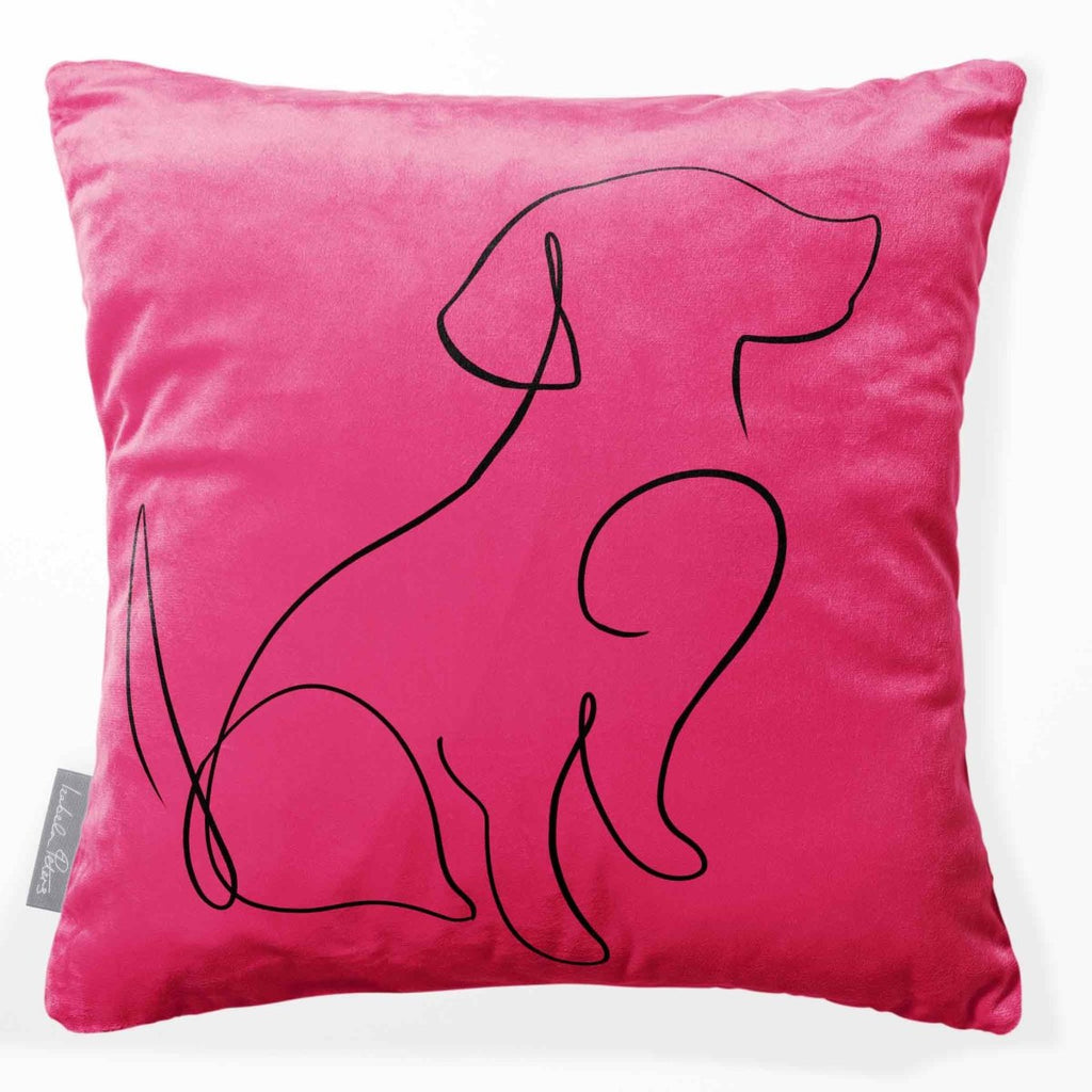 Dog | Sustainable Velvet Cushion - Hot Pink 40 x 40 cm Standard by Izabela Peters