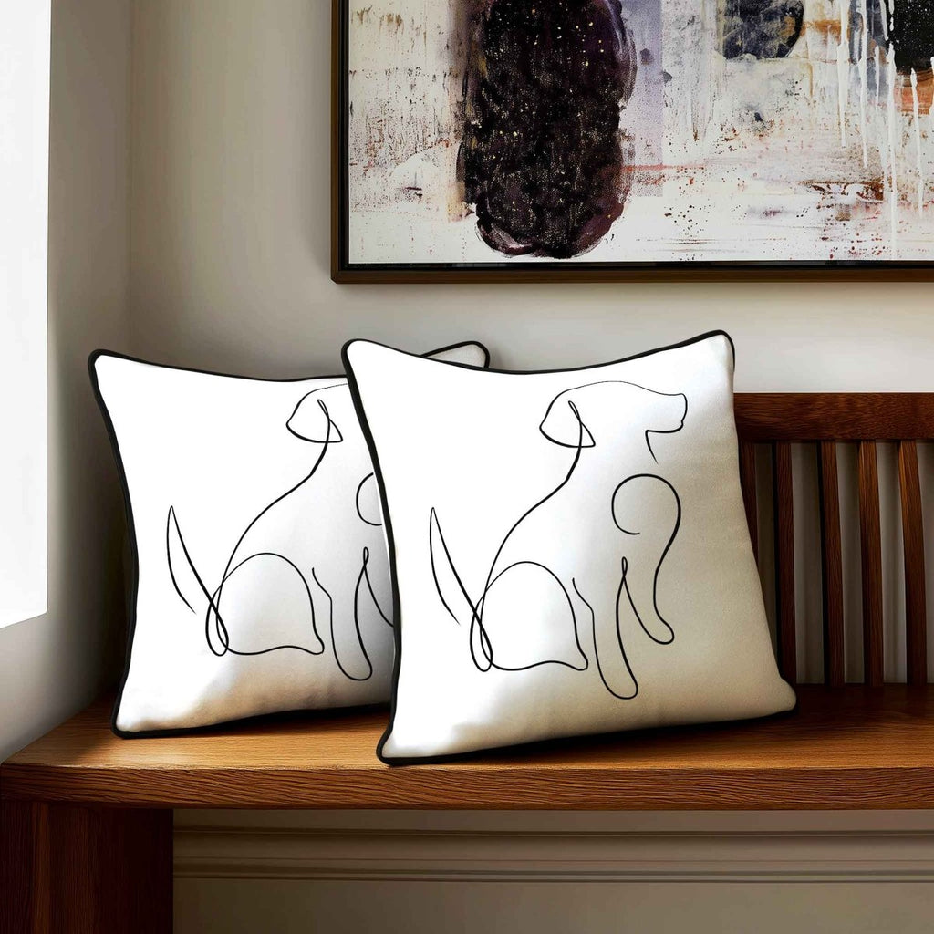 Dog | Sustainable Velvet Cushion - White & Black 40 x 40 cm Standard by Izabela Peters