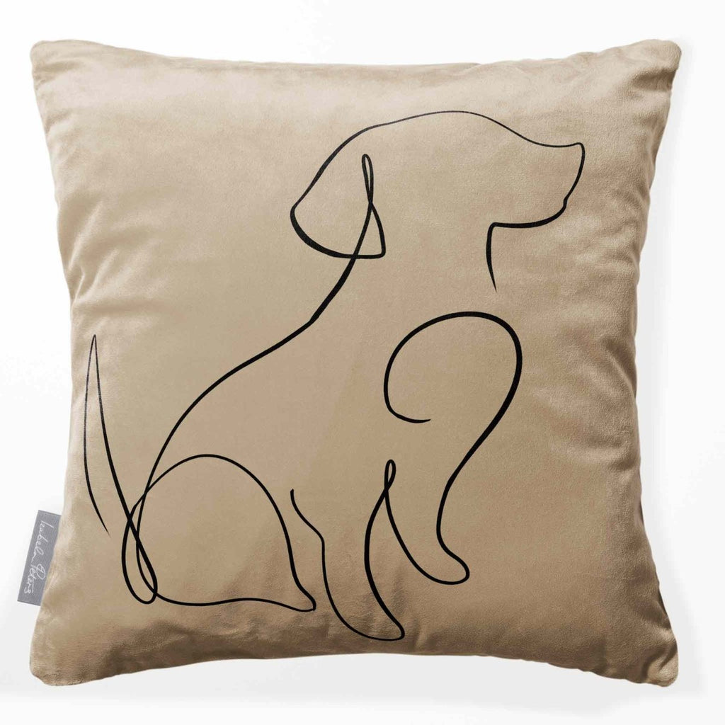Dog | Sustainable Velvet Cushion - Taupe 40 x 40 cm Standard by Izabela Peters