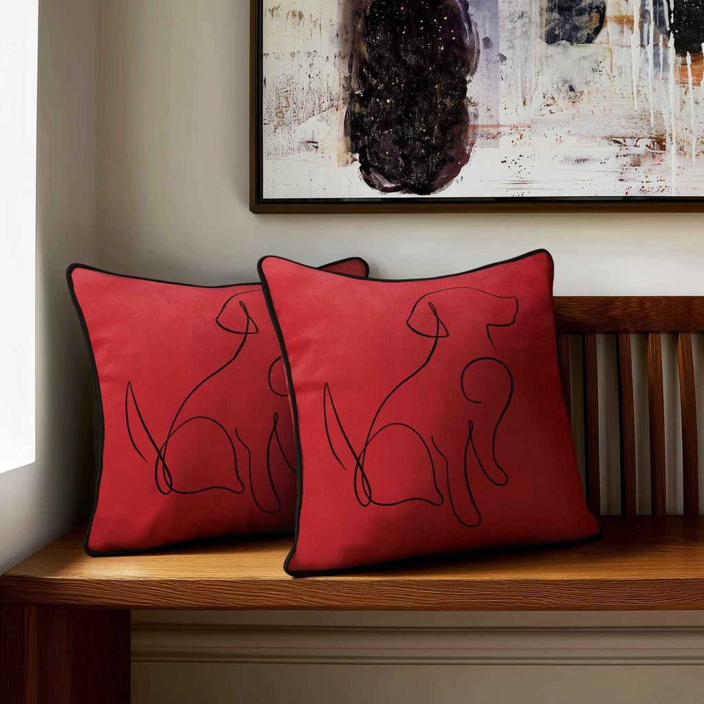 Dog | Sustainable Velvet Cushion - Crimson Muse 40 x 40 cm Standard by Izabela Peters