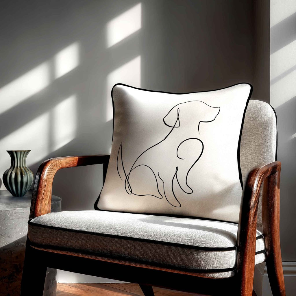 Dog | Sustainable Velvet Cushion - White & Black 40 x 40 cm Standard by Izabela Peters