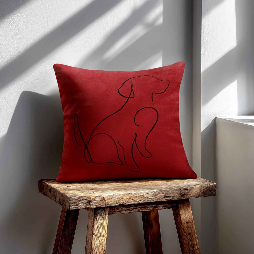 Dog | Sustainable Velvet Cushion - Crimson Muse 40 x 40 cm Standard by Izabela Peters