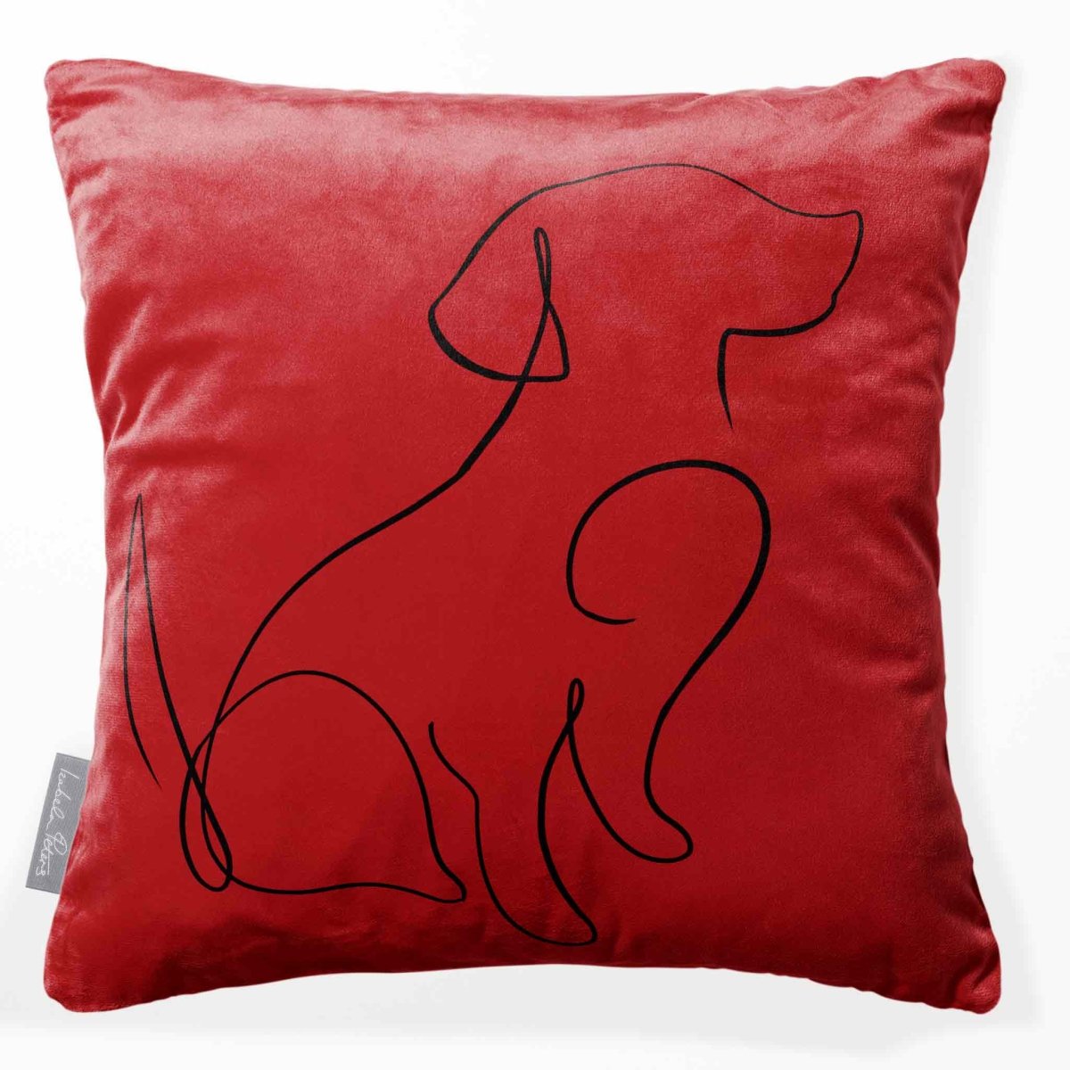 Dog | Sustainable Velvet Cushion - Crimson Muse 40 x 40 cm Standard by Izabela Peters