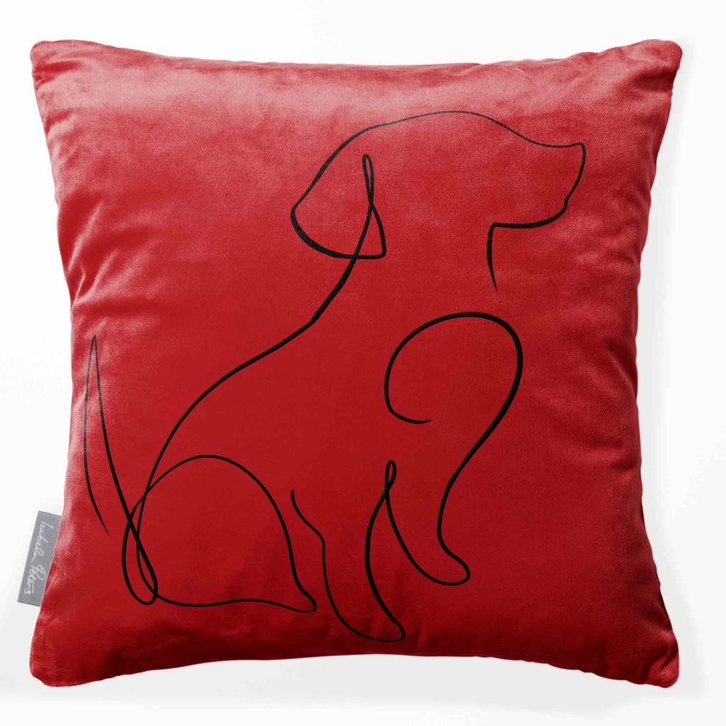 Dog | Sustainable Velvet Cushion - Crimson Muse 40 x 40 cm Standard by Izabela Peters