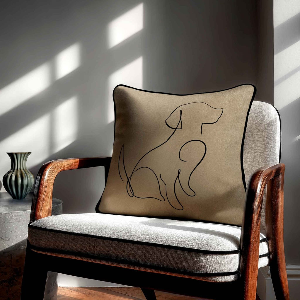Dog | Sustainable Velvet Cushion - Taupe 40 x 40 cm Standard by Izabela Peters