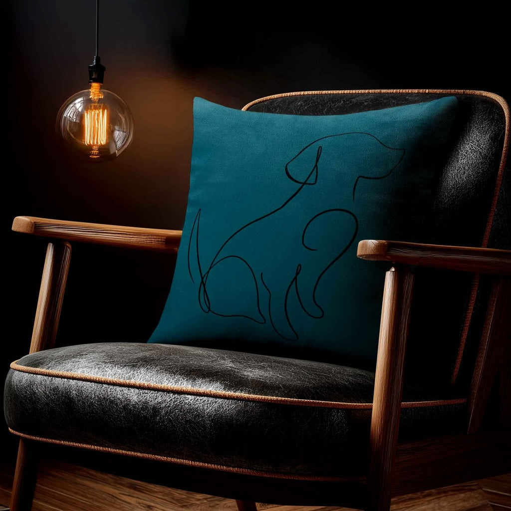 Dog | Sustainable Velvet Cushion - Teal 40 x 40 cm Piped by Izabela Peters