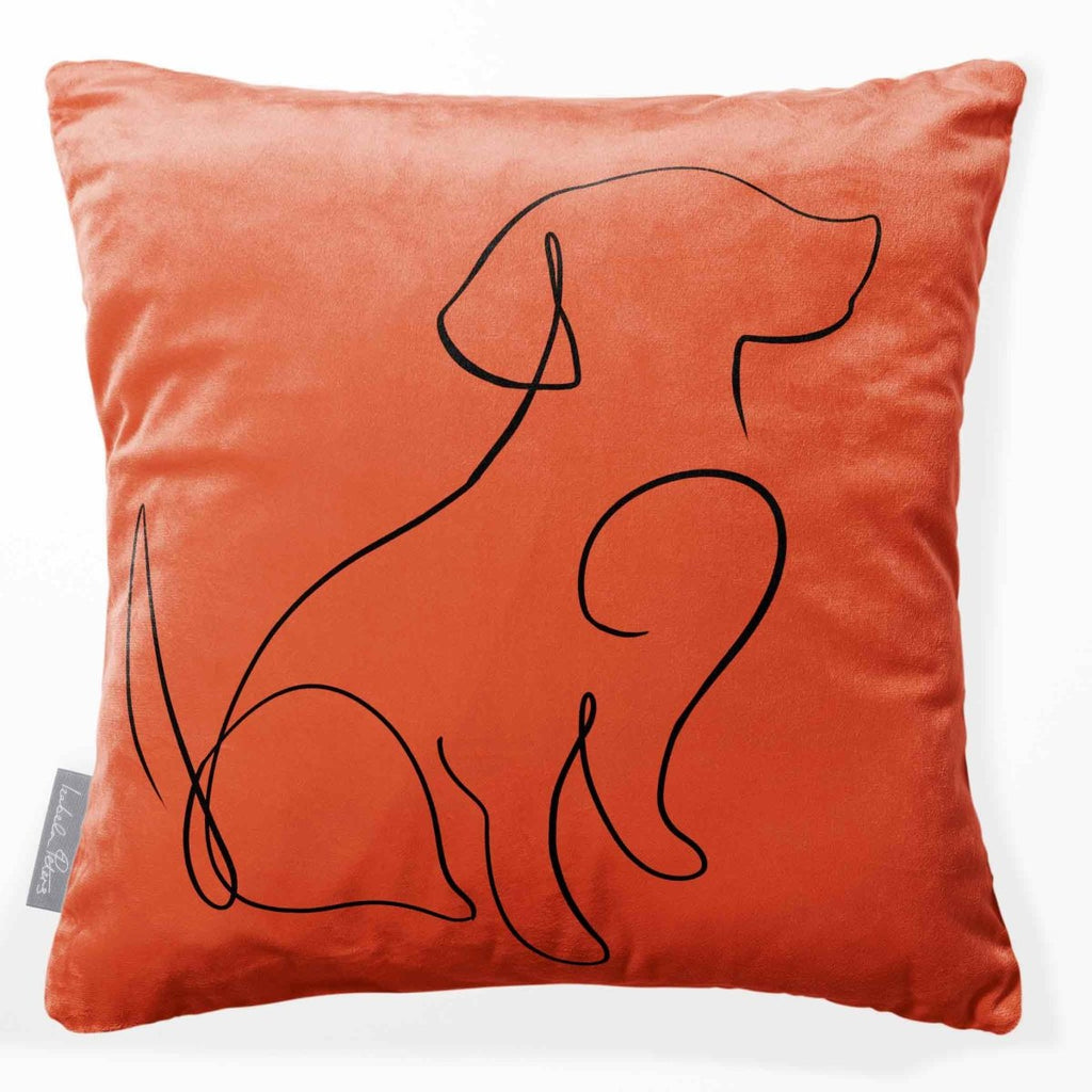 Dog | Sustainable Velvet Cushion - Burnt Ochre 40 x 40 cm Standard by Izabela Peters