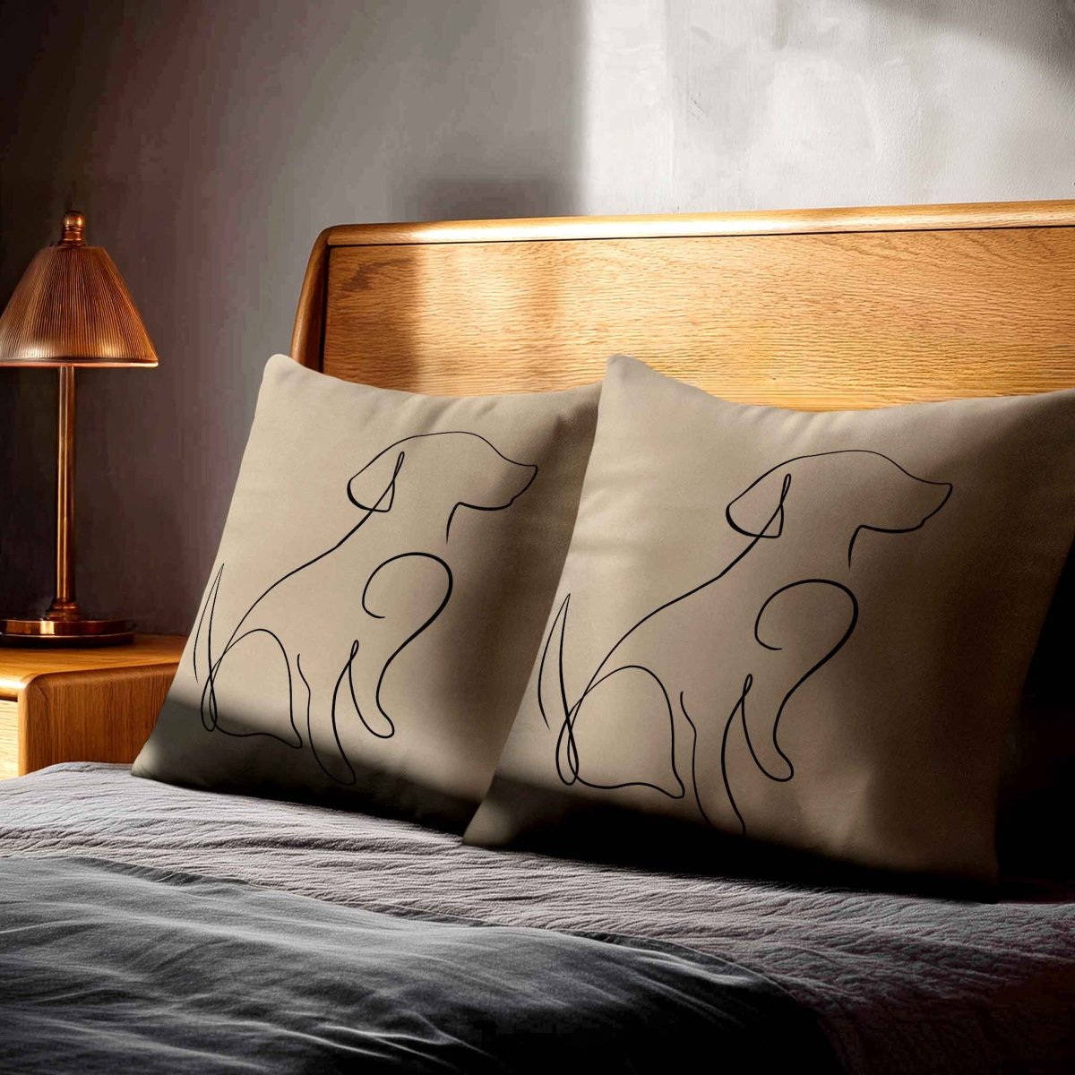 Dog | Sustainable Velvet Cushion - Taupe 40 x 40 cm Standard by Izabela Peters