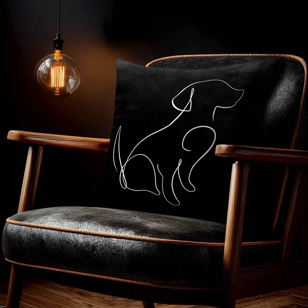 Dog | Sustainable Velvet Cushion - Black & White 40 x 40 cm Standard by Izabela Peters