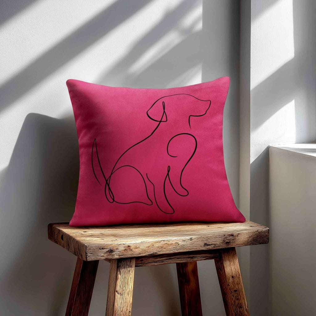 Dog | Sustainable Velvet Cushion - Hot Pink 40 x 40 cm Standard by Izabela Peters