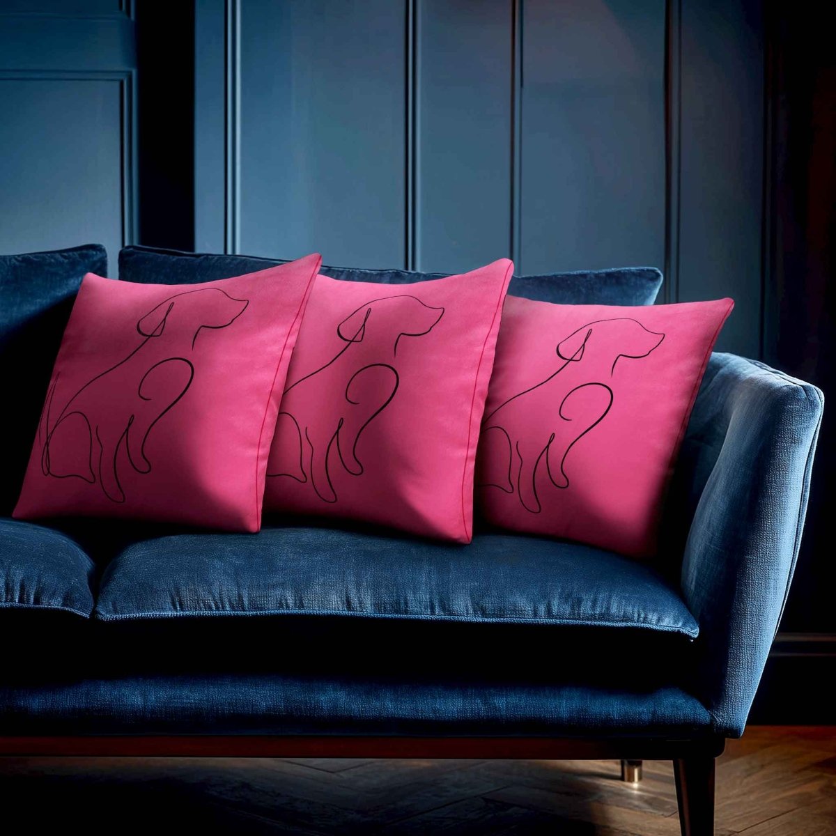 Dog | Sustainable Velvet Cushion - Hot Pink 40 x 40 cm Standard by Izabela Peters