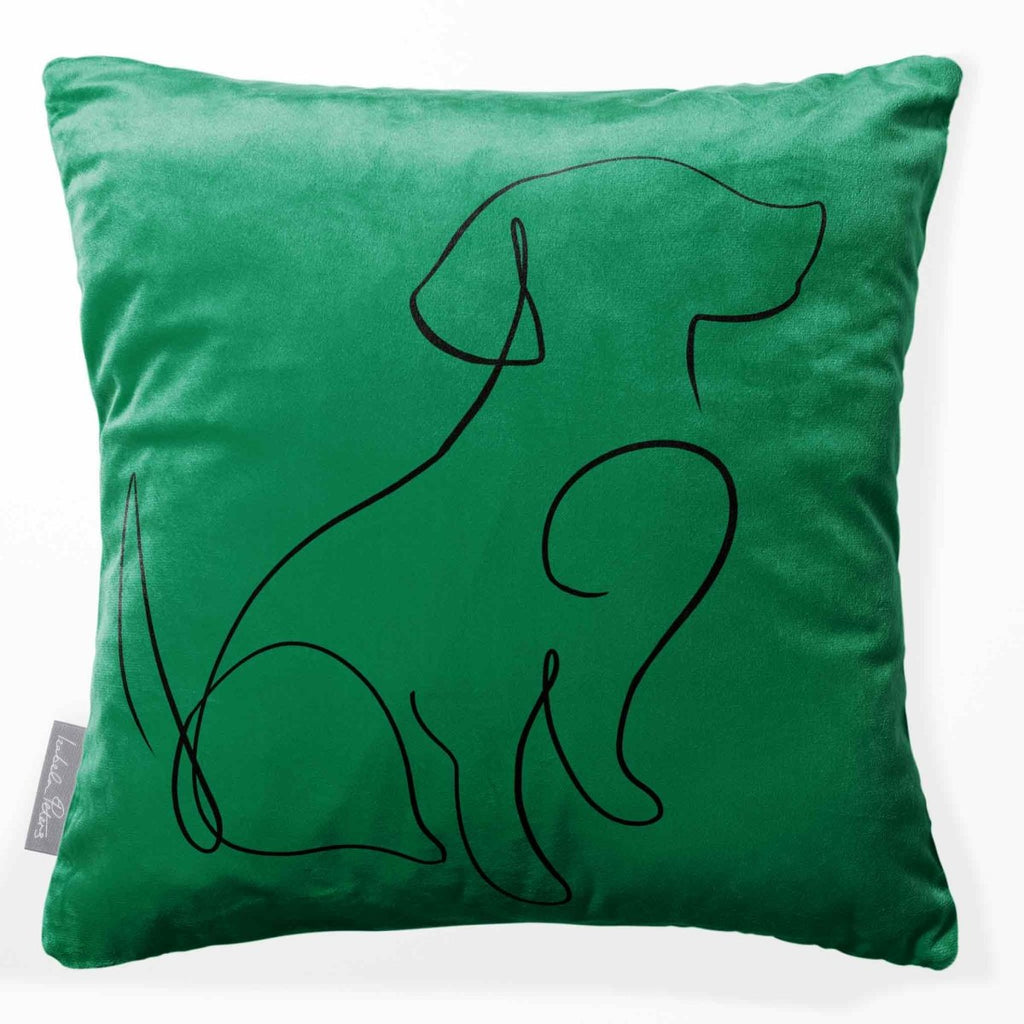 Dog | Sustainable Velvet Cushion - Emerald Green 40 x 40 cm Standard by Izabela Peters