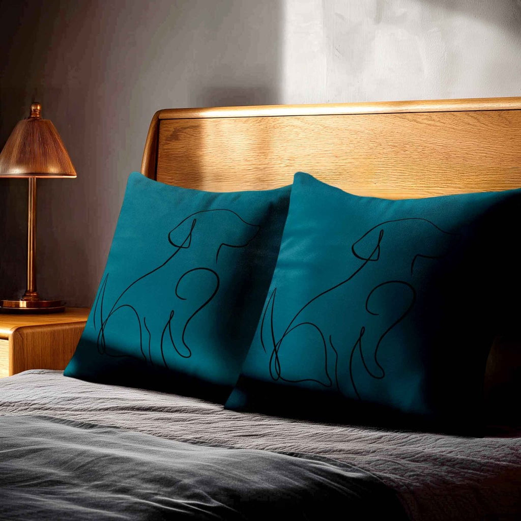 Dog | Sustainable Velvet Cushion - Teal 40 x 40 cm Standard by Izabela Peters