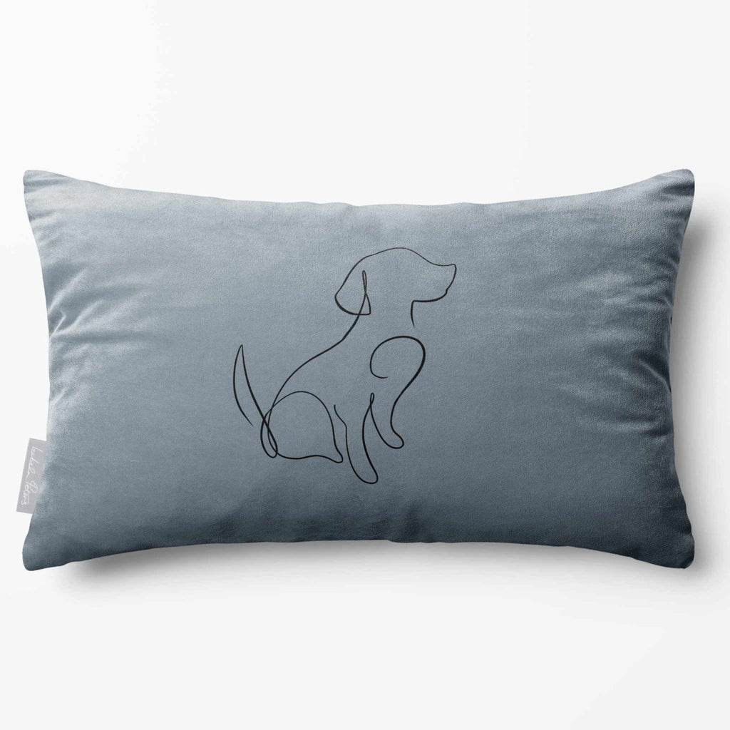 Dog | Sustainable Velvet Rectangle Cushion - French Grey 50 x 30 cm Standard by Izabela Peters